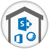 house with platform logos inside