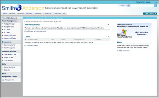 Government Case Management template screenshot