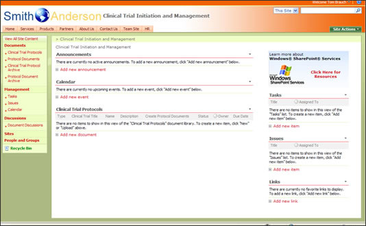 Clinical Trial Management template screenshot