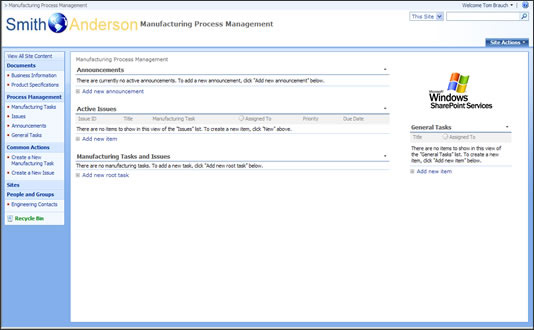 Manufacturing Process Management template screenshot