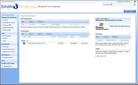 Proposal Request template screenshot