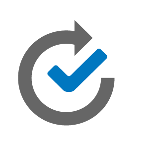 Check mark inside arrow circle graphic