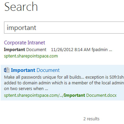 SharePoint 2013 Enterprise Search Feature