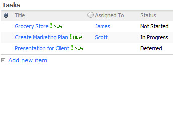 SharePoint Tasks Web Part