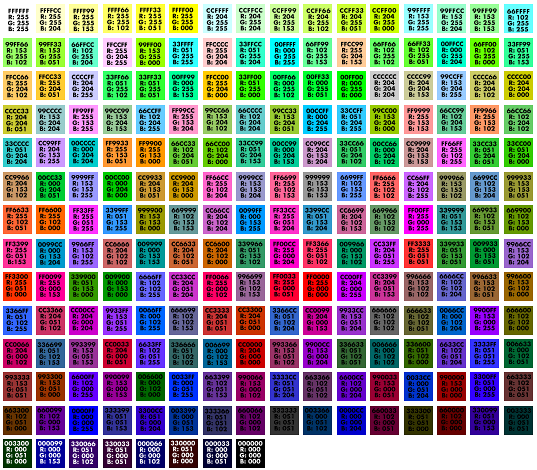 Browser Safe Colors by Value