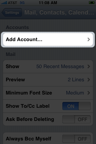 Exchange on iPhone Setup Step 3 screenshot