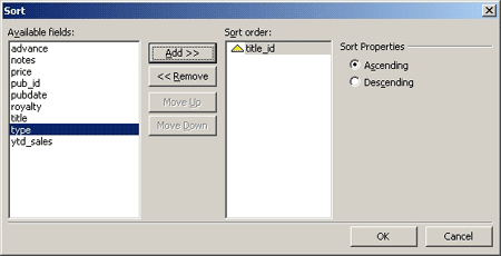 FrontPage - Sorting Data Source Properties