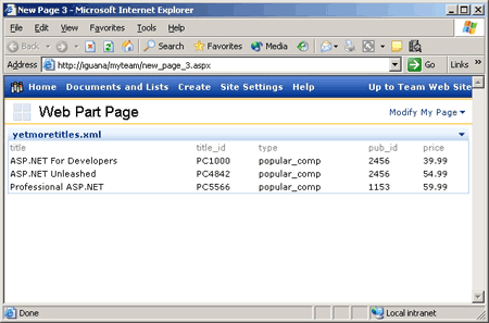 FrontPage - Connecting to an XML Document