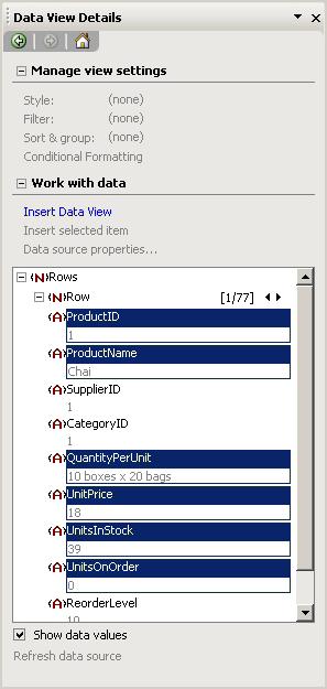 FrontPage - Data View Screenshot