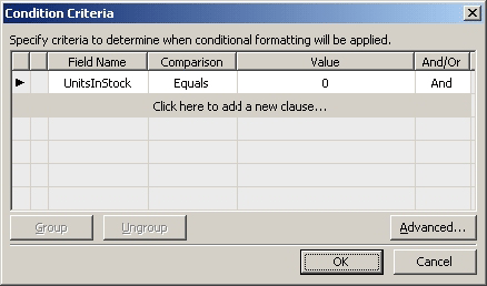 FrontPage - Condition Criteria