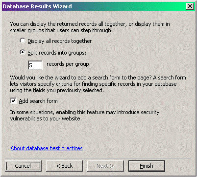 FrontPage Database Support 1