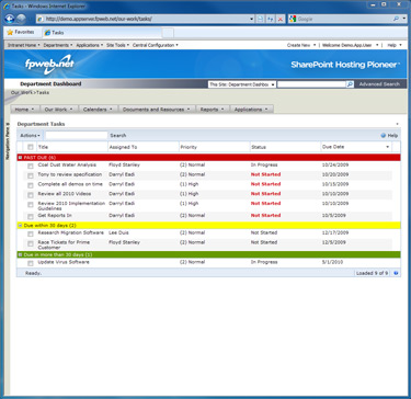 SharePoint Task Management Console Screenshot