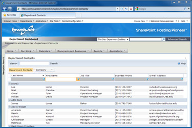 Department Contacts Screenshot