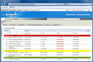 Department Tasks Screenshot